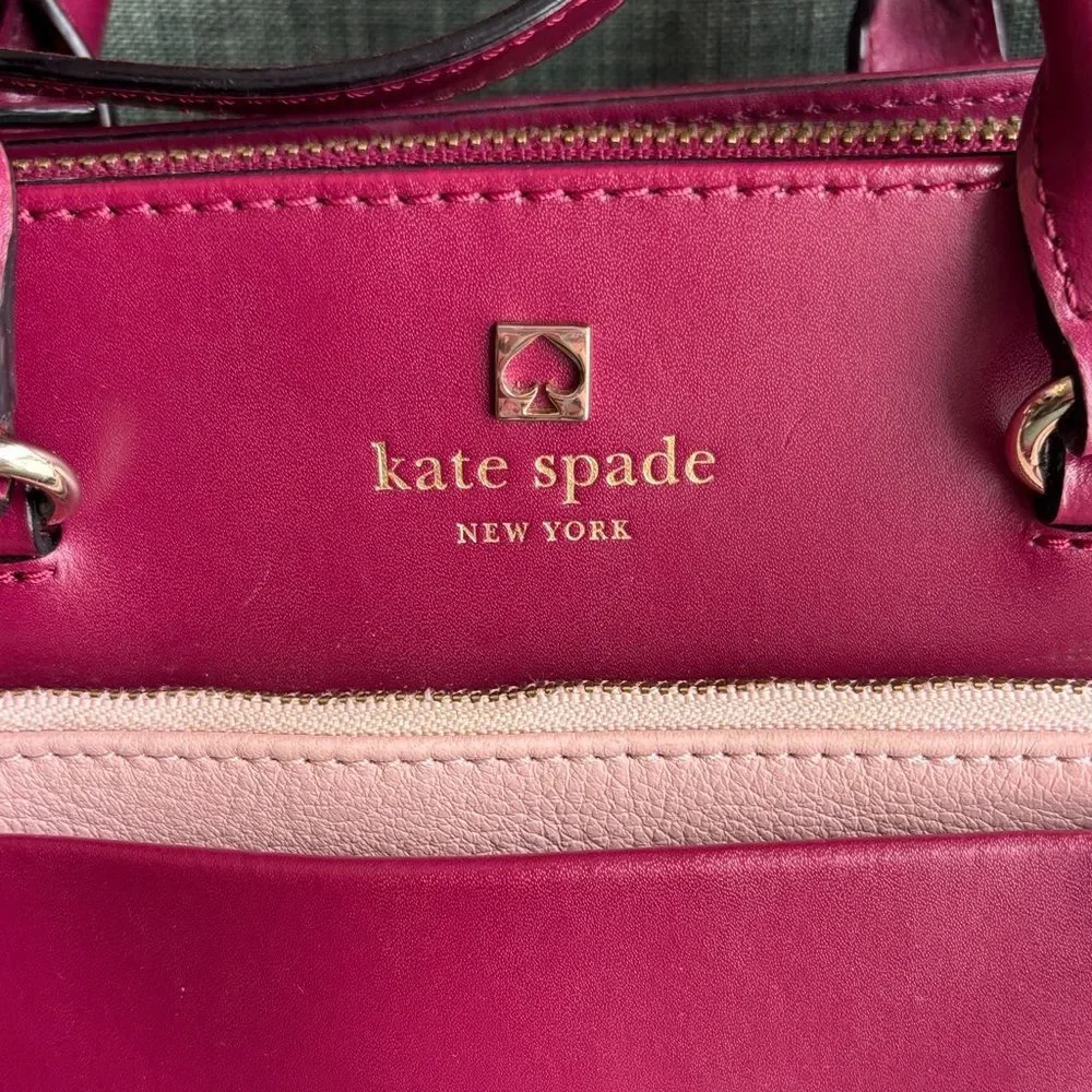 Kate Spade leather handle bag Fuchsia Pink Satchel crossbody purse EUC feminine - Picture 2 of 16